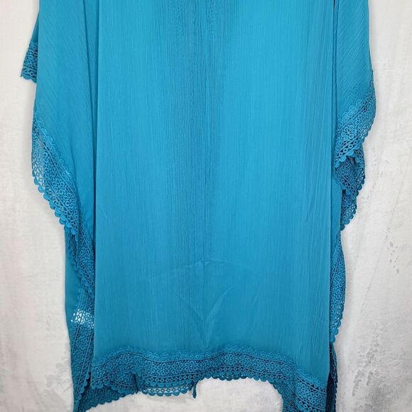 Cupshe Teal Crochet Trim Beach Cover Up One Size - Picture 10 of 10